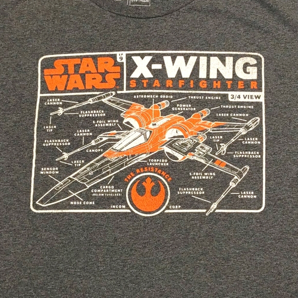 Star Wars X-Wing diagram graphic tee sz L